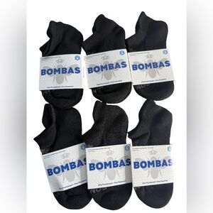 6 Pack Bombas Ankle Classic Black Socks Size Small Unisex